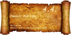Ament Adrián névjegykártya